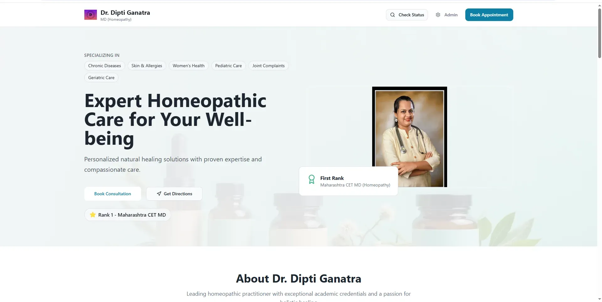 Dr. Dipti Ganatra website screenshot by SiteNova