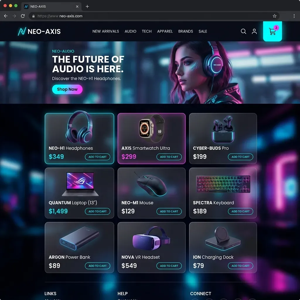 E-commerce Showcase website screenshot by SiteNova